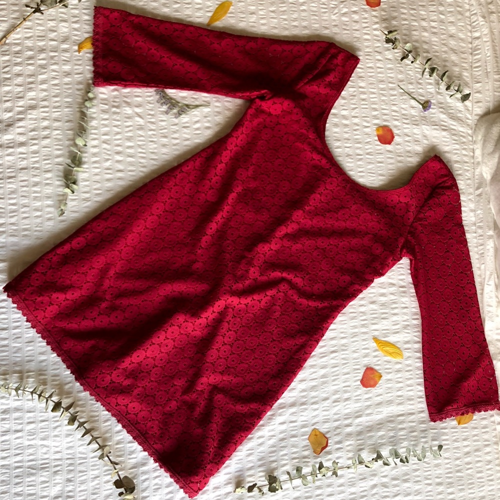 AS U WISH Red Lace Dress